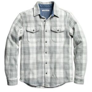 Outerknown Blanket Shirt - Half Light Little Boxes Gray - L LARGE - MSRP $168